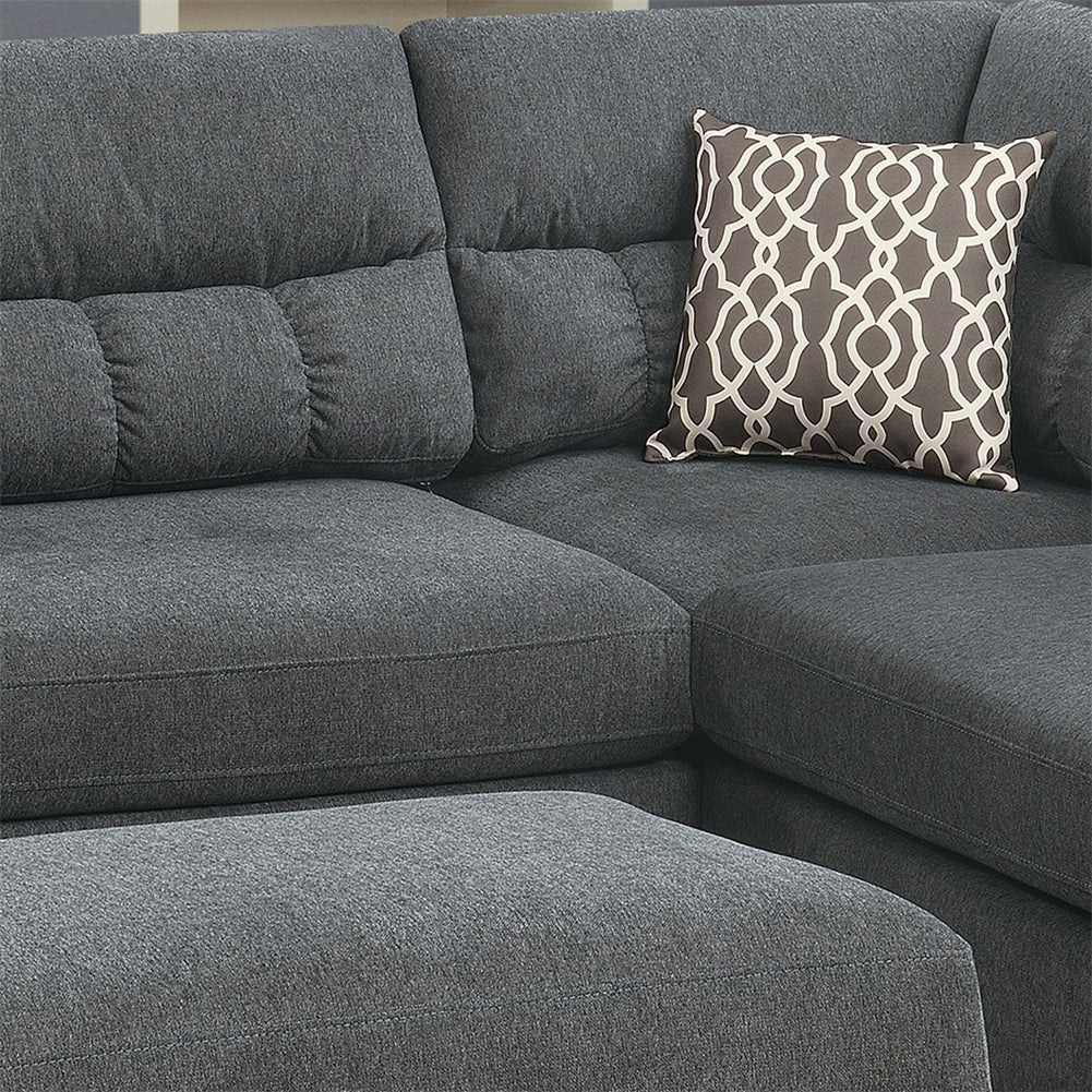 Reversible Sectional Sofa with Ottoman and Pillows