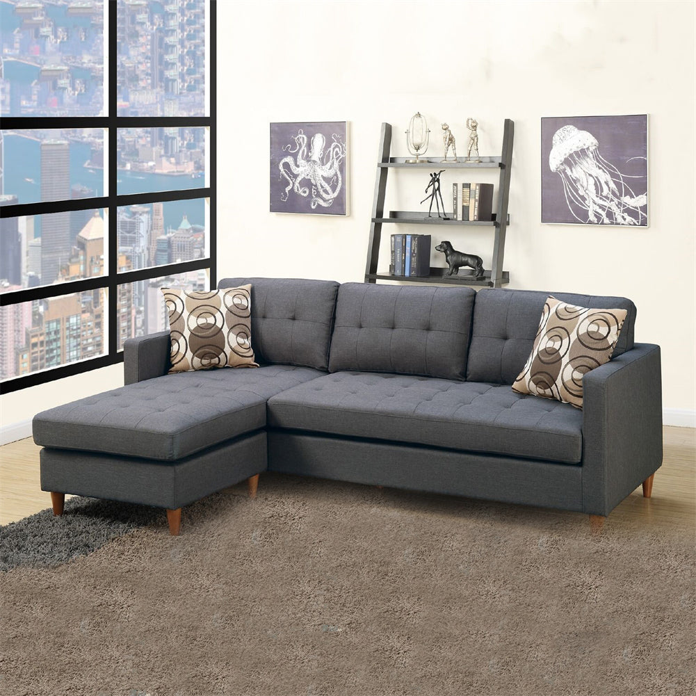 Reversible Sectional Sofa with Pillows