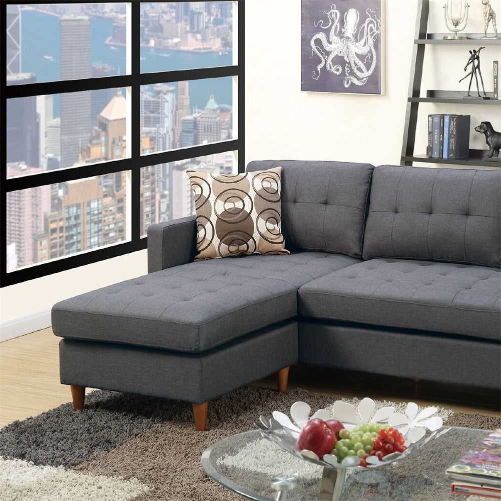 Reversible Sectional Sofa with Pillows