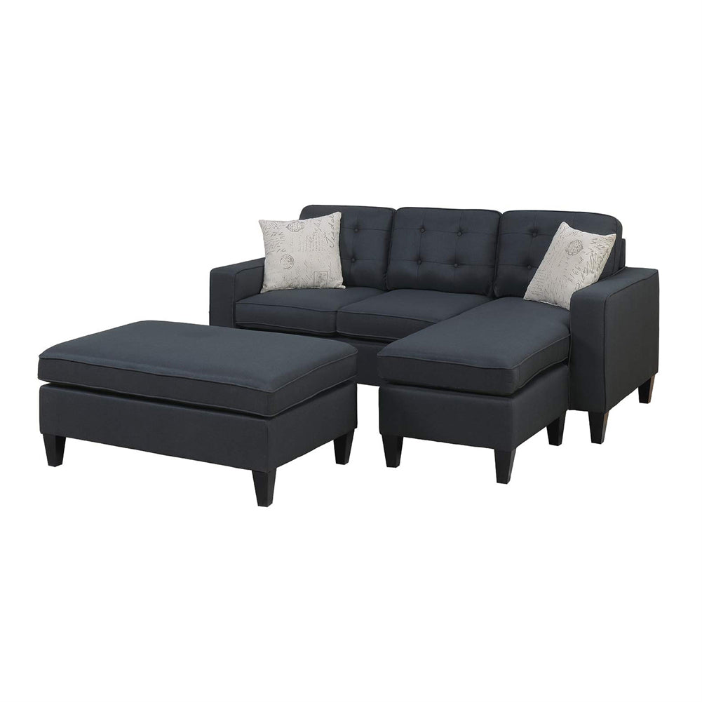 Reversible Sectional Sofa with Ottoman and Pillows