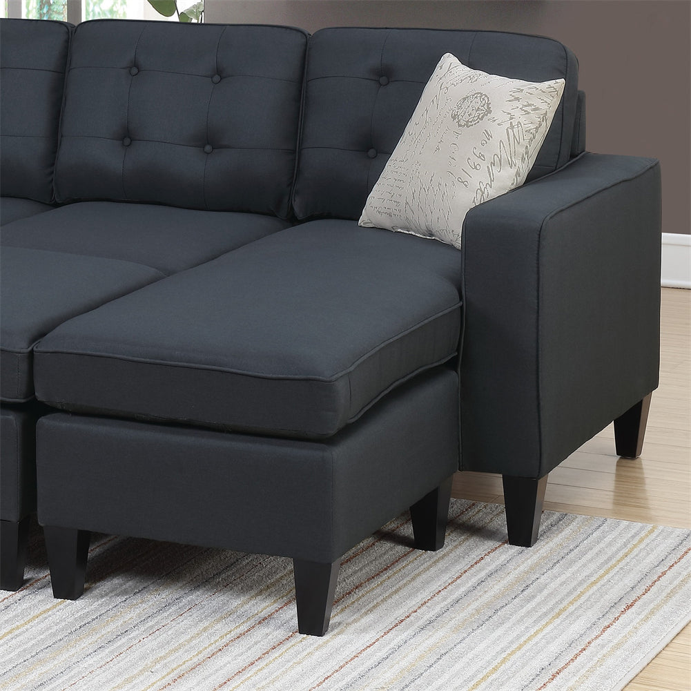 Reversible Sectional Sofa with Ottoman and Pillows