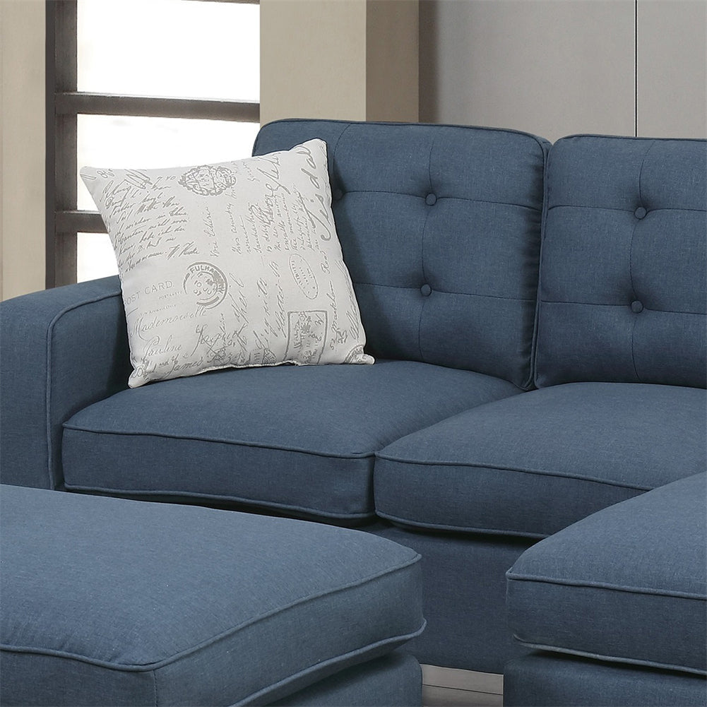 Reversible Sectional Sofa with Ottoman and Pillows