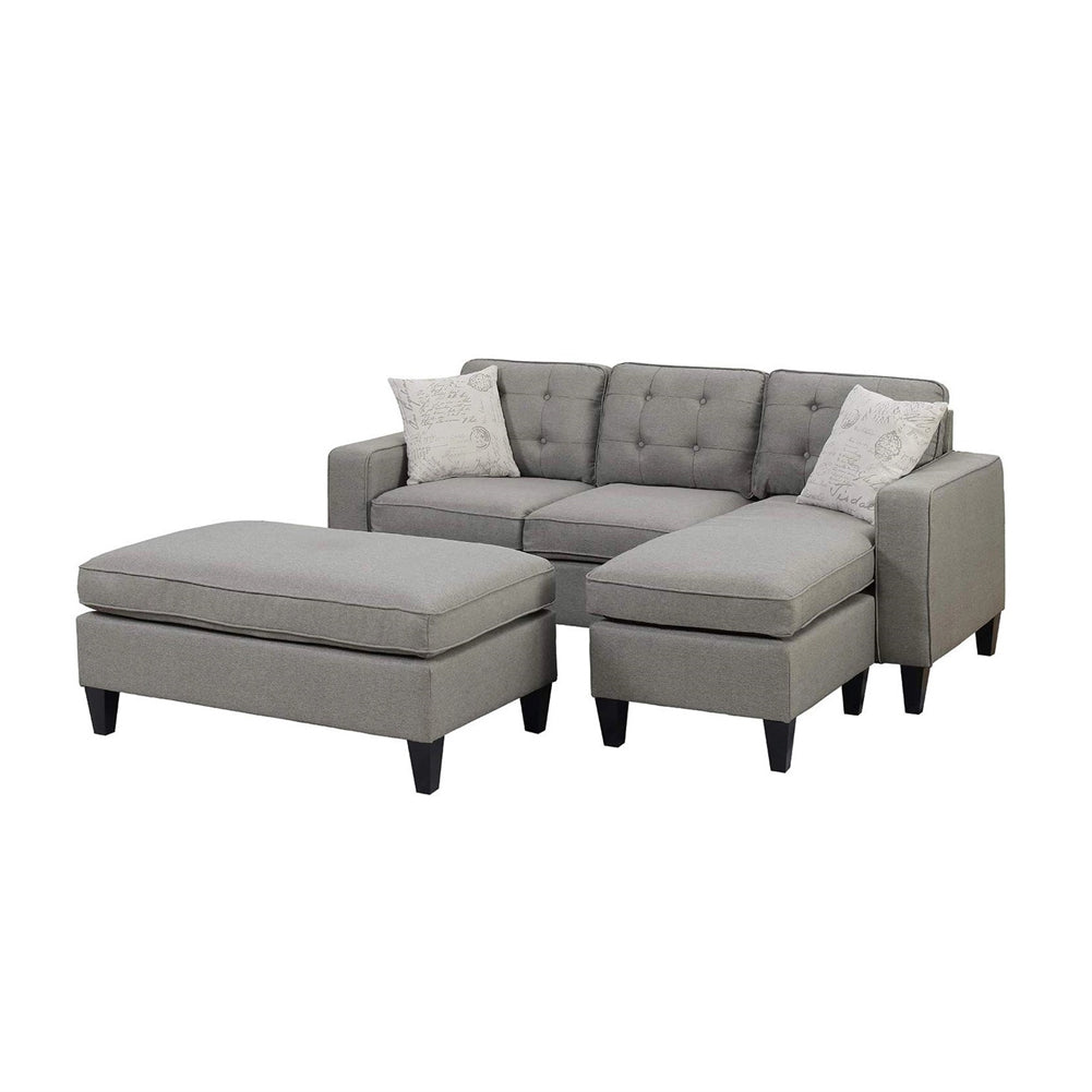 Reversible Sectional Sofa with Ottoman and Pillows