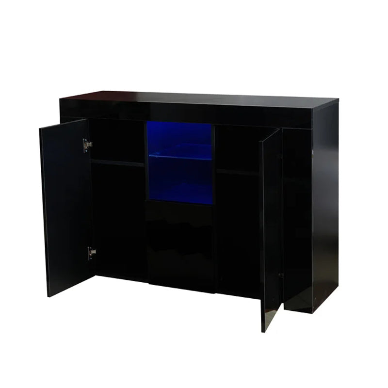 45 Inches Kitchen Sideboard Cupboard with LED Light, Black