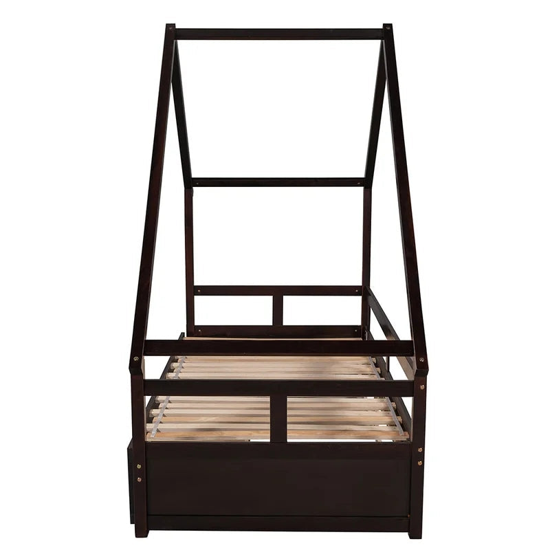 Twin Daybed Wooden House Bed, Espresso