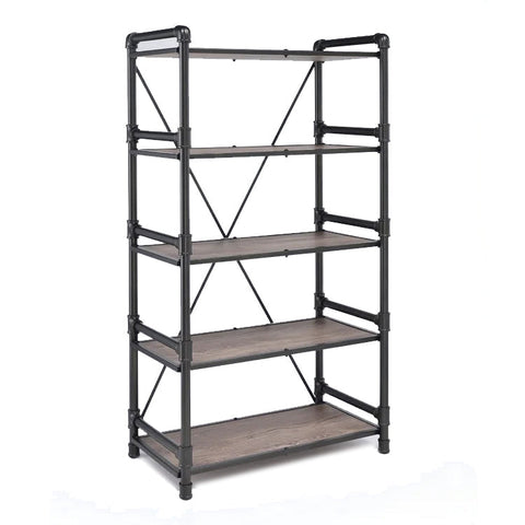 Iron Standard Bookshelf, Rustic Oak & Black
