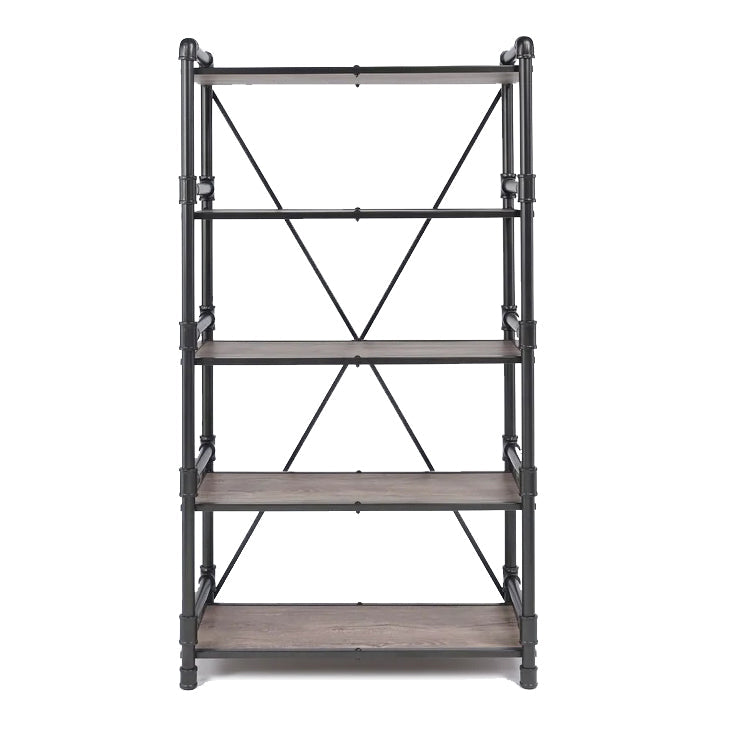 Iron Standard Bookshelf, Rustic Oak & Black