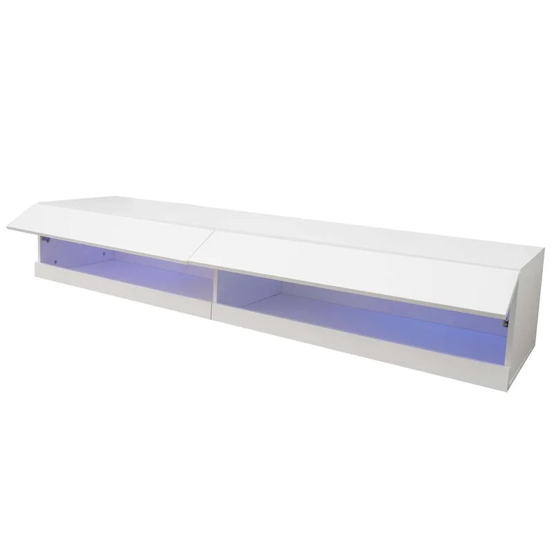 Wall Mounted Floating 80 inch TV Stand with 20 Color LEDs, White
