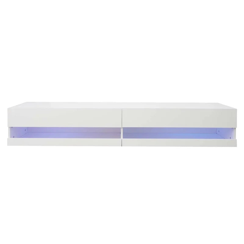 Wall Mounted Floating 80 inch TV Stand with 20 Color LEDs, White