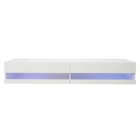 Wall Mounted Floating 80 inch TV Stand with 20 Color LEDs, White