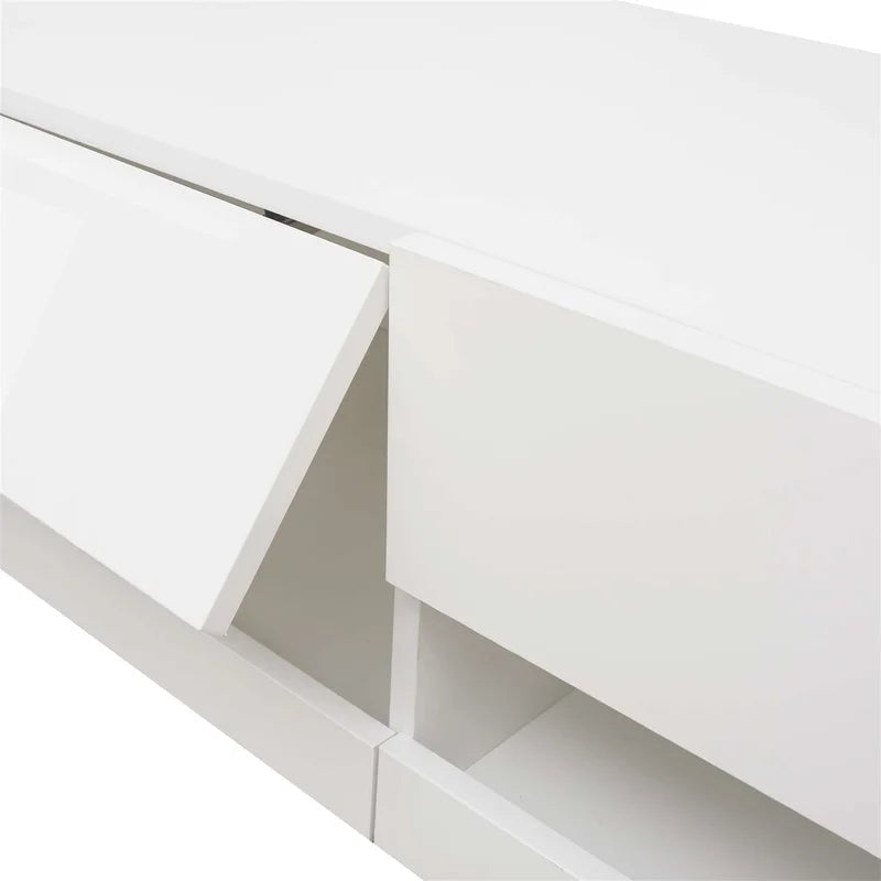 Wall Mounted Floating 80 inch TV Stand with 20 Color LEDs, White