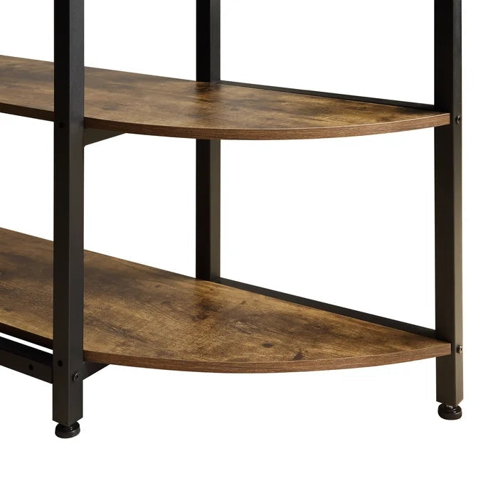 Home Office Computer Desk With 5 Tier Storage Shelves, Brown