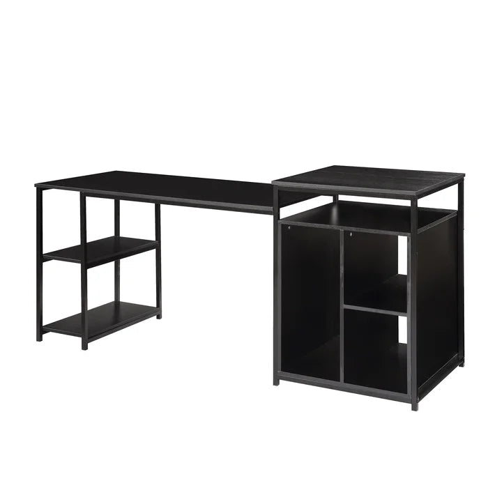 Home Office Computer Desk with Storage Shelf, Black
