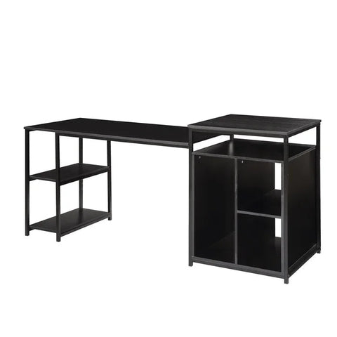 Home Office Computer Desk with Storage Shelf, Black