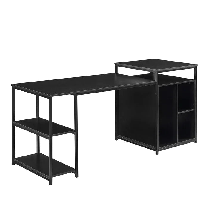 Home Office Computer Desk with Storage Shelf, Black