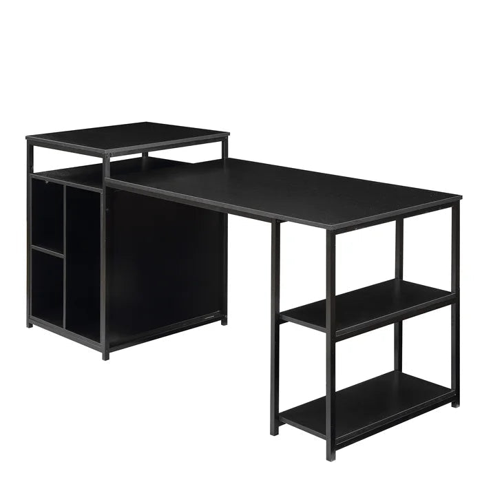 Home Office Computer Desk with Storage Shelf, Black