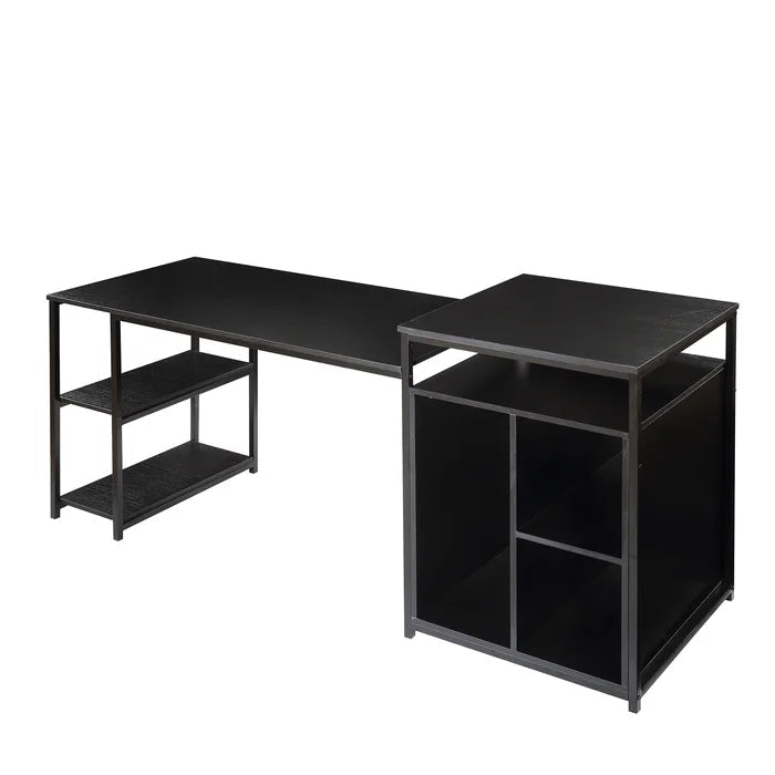 Home Office Computer Desk with Storage Shelf, Black