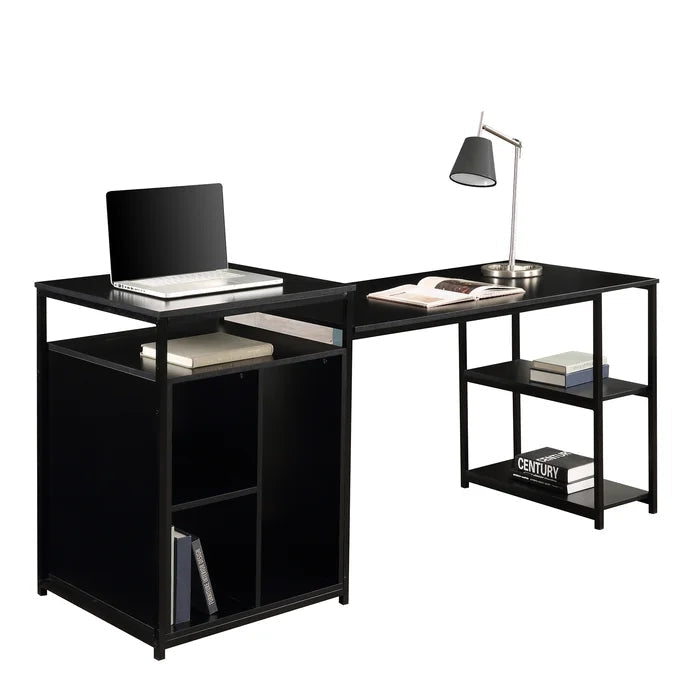 Home Office Computer Desk with Storage Shelf, Black