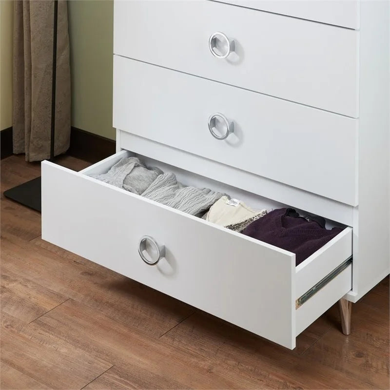 Rectangular Drawer Chest Clothes Cabinet, White