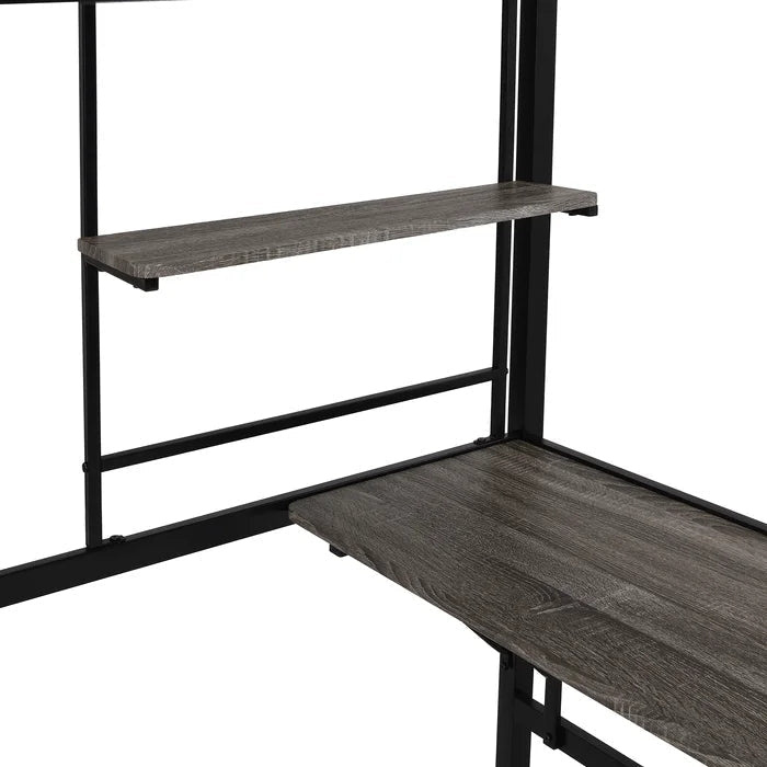 Twin Loft Bed with Built-in-Desk, Gray