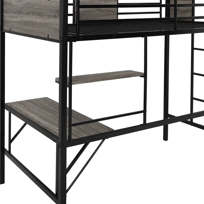 Twin Loft Bed with Built-in-Desk, Gray