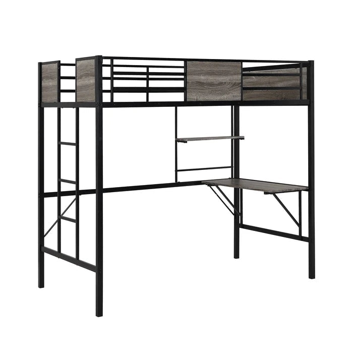 Twin Loft Bed with Built-in-Desk, Gray