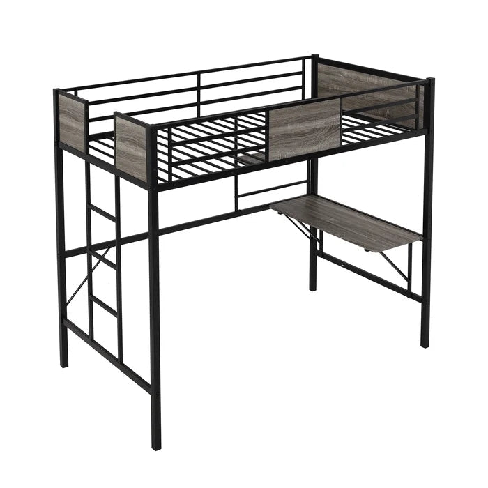 Twin Loft Bed with Built-in-Desk, Gray