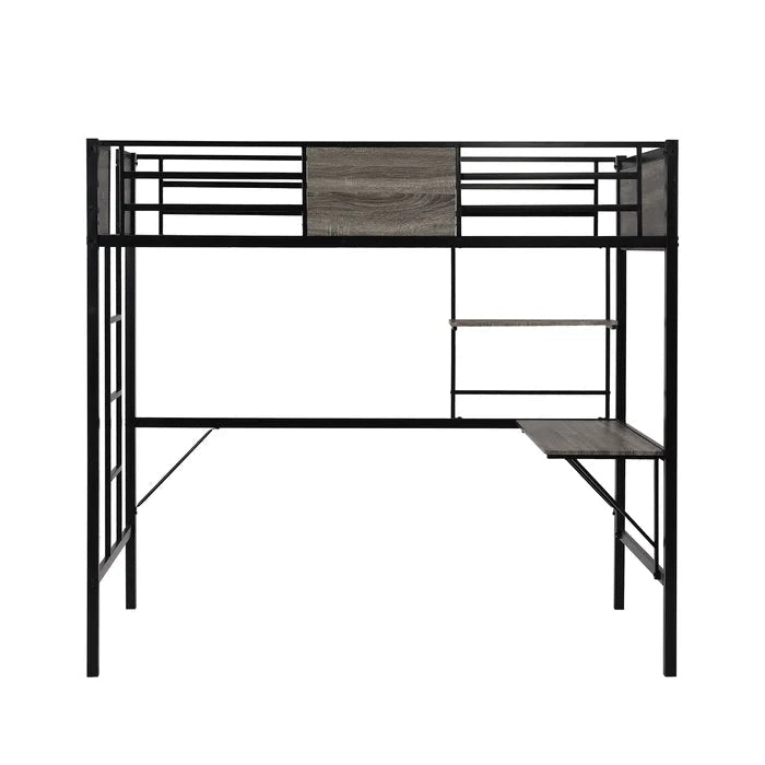 Twin Loft Bed with Built-in-Desk, Gray