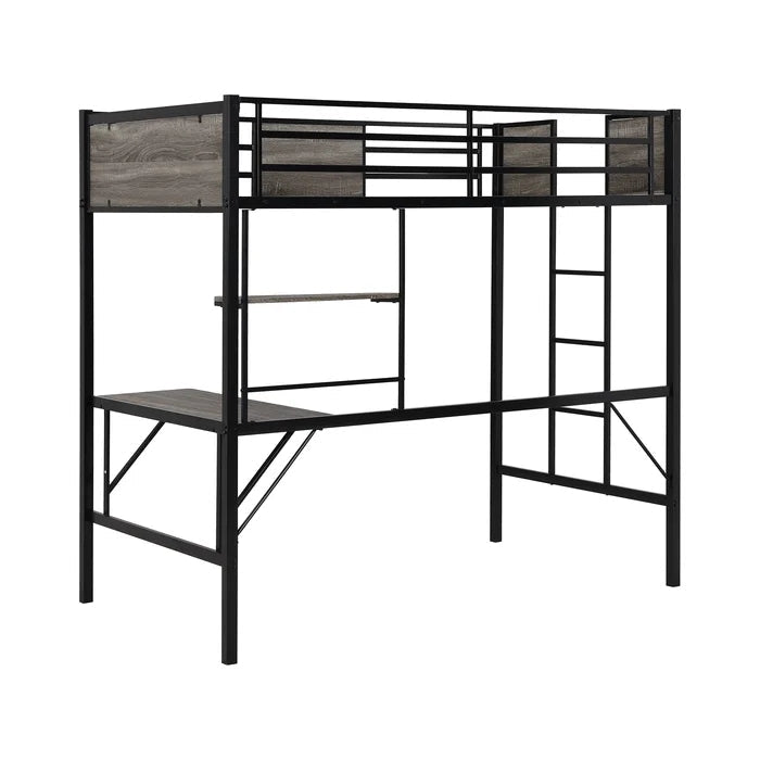 Twin Loft Bed with Built-in-Desk, Gray