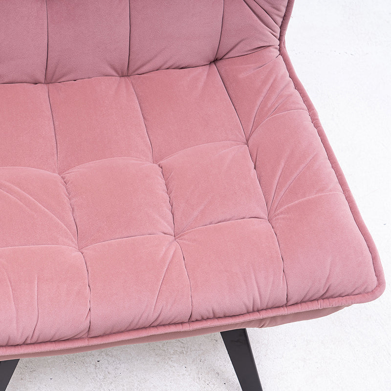 Soft Velvet Upholstered Armchair Leisure Sofa Chair With Ottoman, Pink