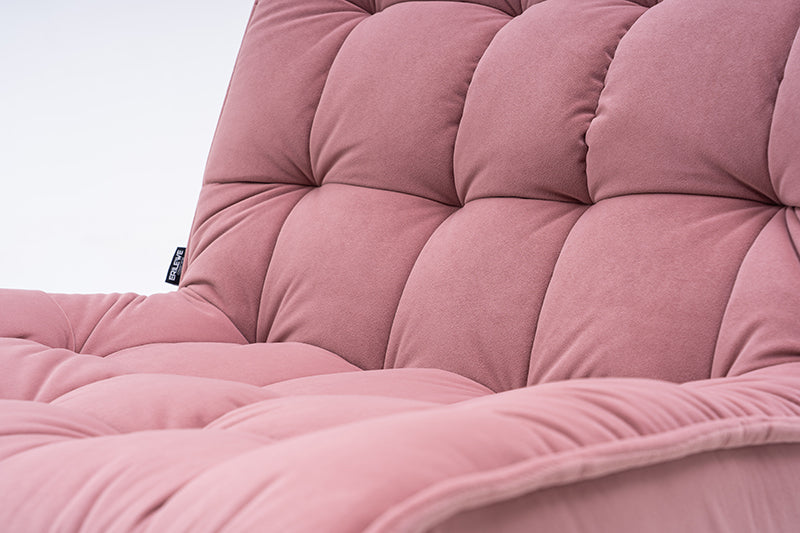 Soft Velvet Upholstered Armchair Leisure Sofa Chair With Ottoman, Pink