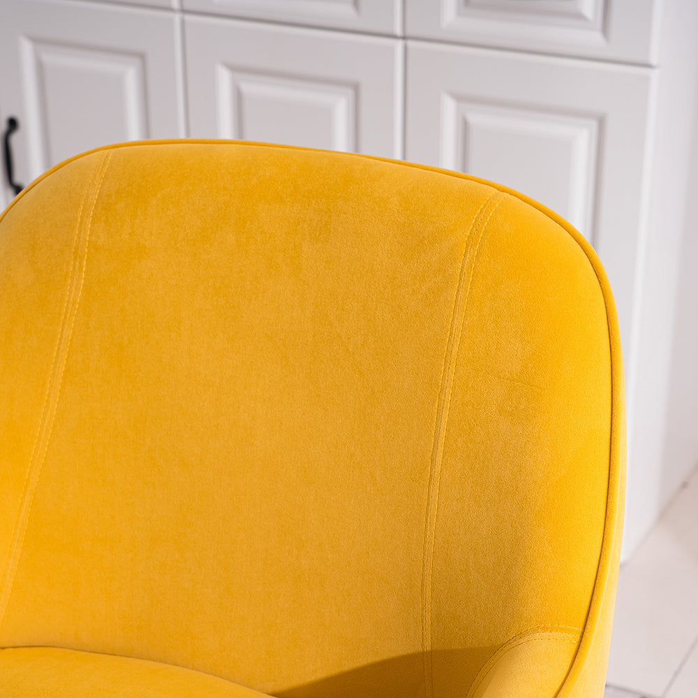 Modern Soft Velvet Upholstered Chair, Yellow