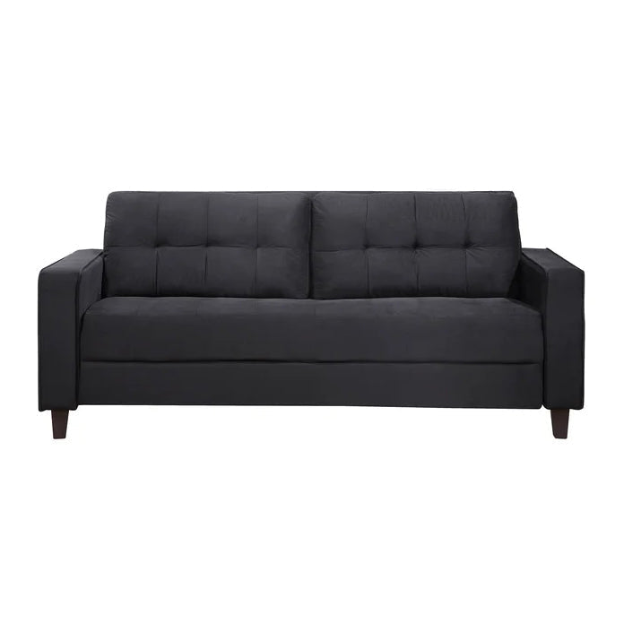 Velvet Square Arm Loveseat Modern Sofa Couch, Black