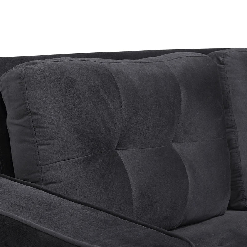 Velvet Square Arm Loveseat Modern Sofa Couch, Black