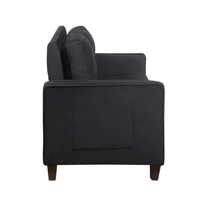 Velvet Square Arm Loveseat Modern Sofa Couch, Black