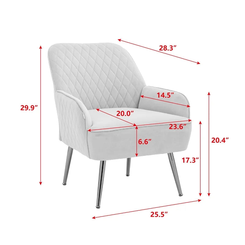 Modern Soft Tufted Velvet Sofa Armchair, Gray