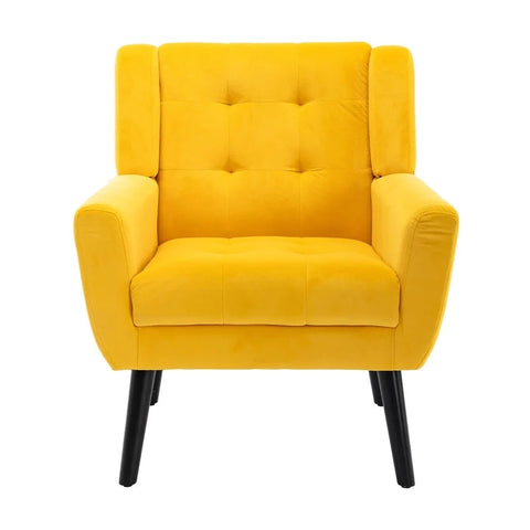 Modern Soft Velvet Material Ergonomics Sofa Chair, Yellow