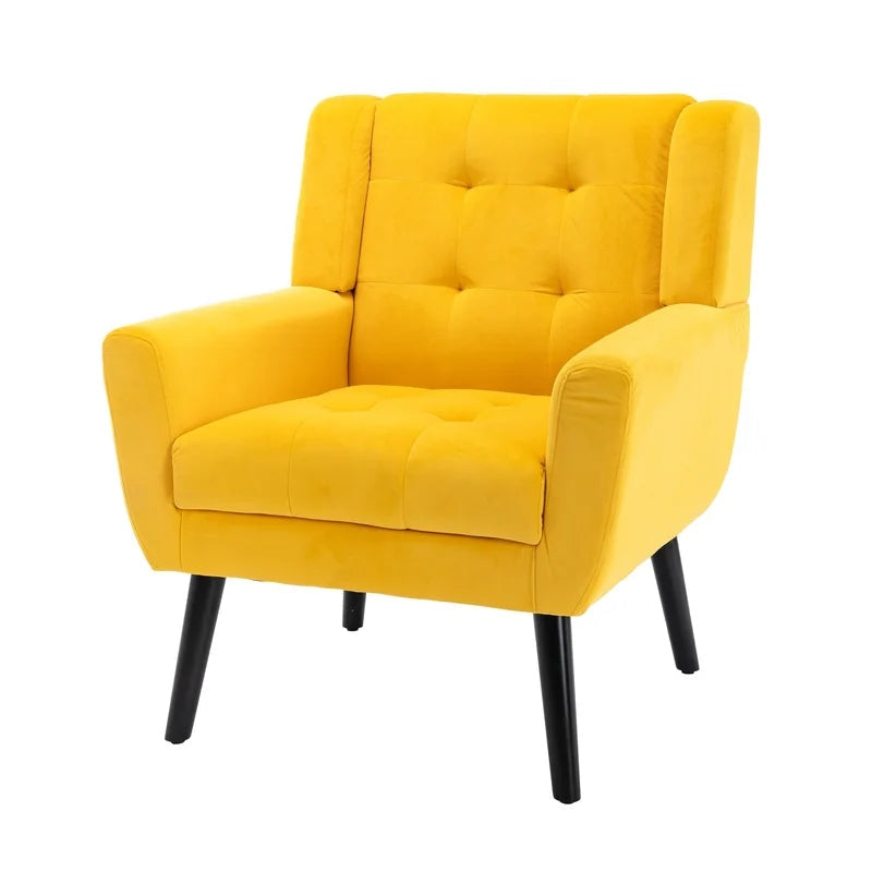 Modern Soft Velvet Material Ergonomics Sofa Chair, Yellow