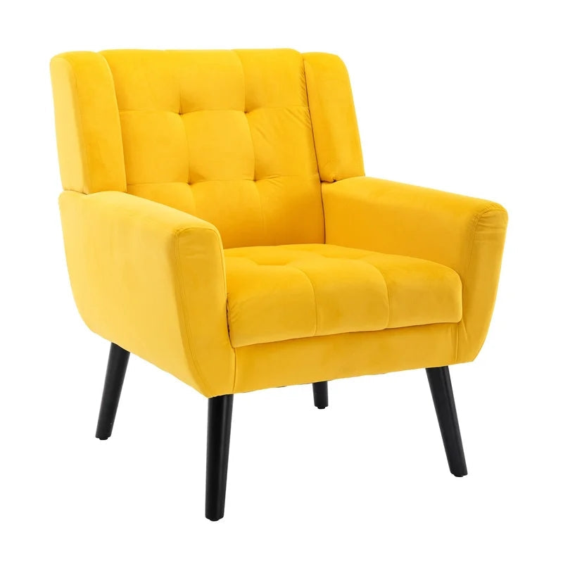 Modern Soft Velvet Material Ergonomics Sofa Chair, Yellow
