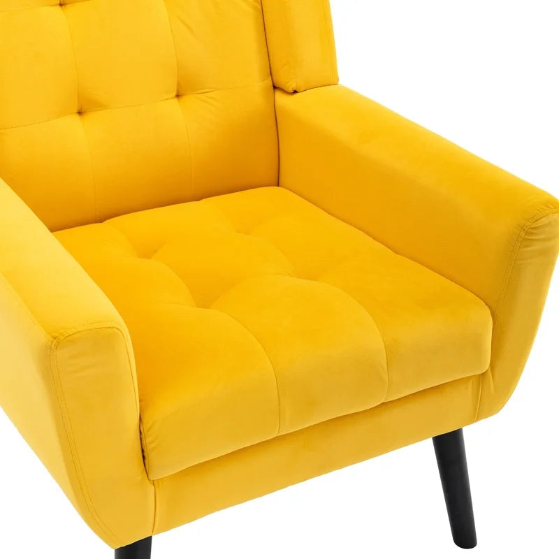 Modern Soft Velvet Material Ergonomics Sofa Chair, Yellow