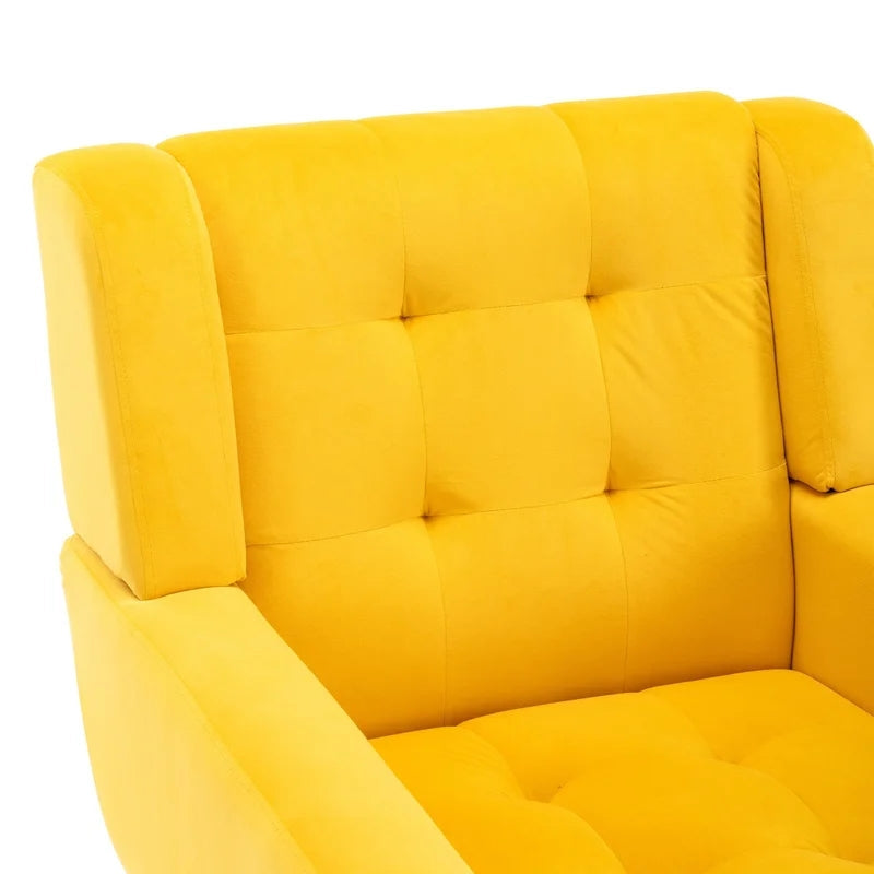 Modern Soft Velvet Material Ergonomics Sofa Chair, Yellow