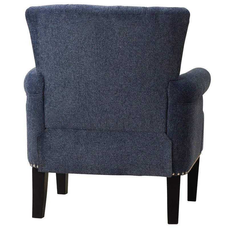 Tufted Polyester Armchair Sofa Chair, Navy Blue