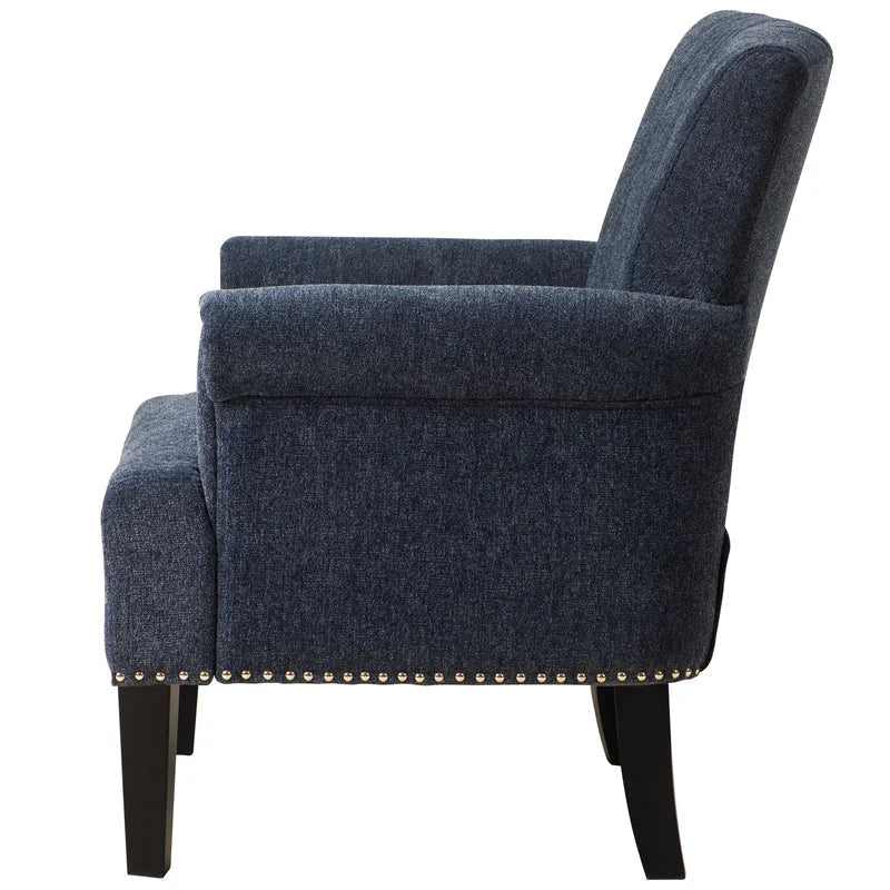 Tufted Polyester Armchair Sofa Chair, Navy Blue