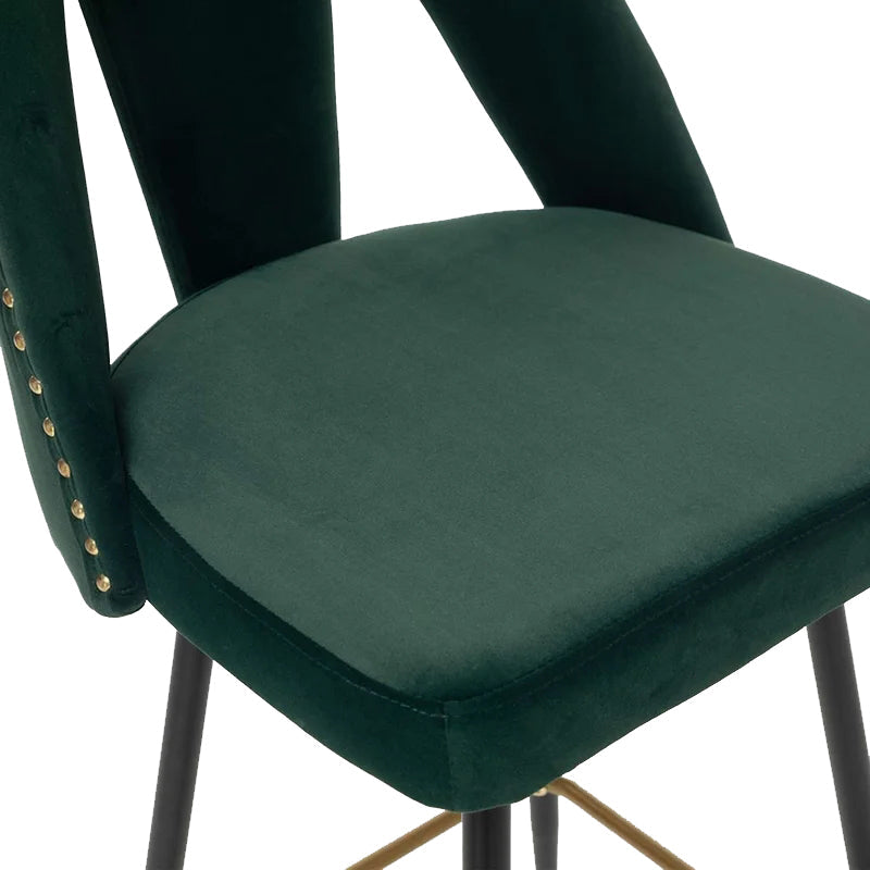 Modern Velvet Chairs Upholstered Counter Stools Set of 2, Green