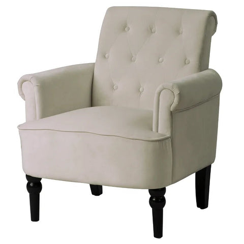 29'' Wide Velvet Club Sofa Armchair, White