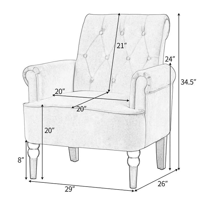 29'' Wide Velvet Club Sofa Armchair, White