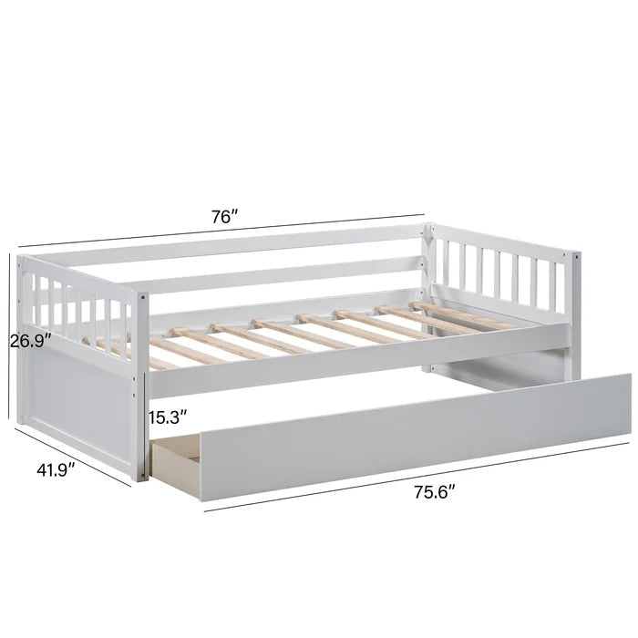 Twin Size Daybed with Inseparable 2 Drawers, White