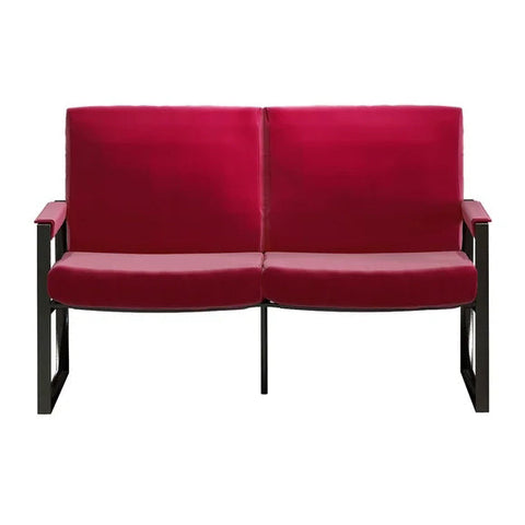 Double Sofa Chair Square Arm Loveseat, Red