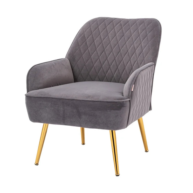 Modern Soft Tufted Velvet Sofa Armchair, Gray