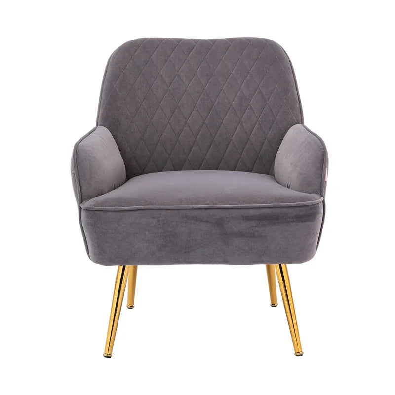 Modern Soft Tufted Velvet Sofa Armchair, Gray